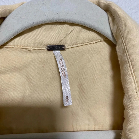 Free People Pale Yellow Button Front Tie Waist Vest Jacket - Picture 3 of 9